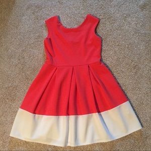 Coral and white dress